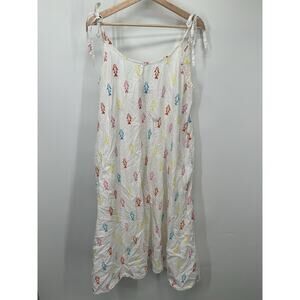 Solid&Striped Medium Stella Embroidered Fish Midi Cover Up Dress Coastal White M